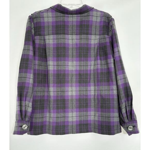 Women’s VTG PENDLETON Limited Edition 49er Purple Plaid Wool Shirt Jacket Sz PL - Picture 2 of 13